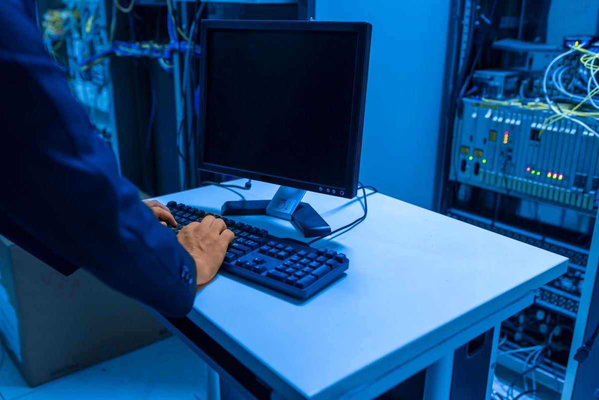 External hard drive and laptop prepared for data recovery and backup service