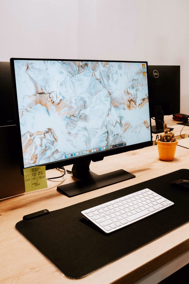 Clean modern computer workstation ready for safe everyday use